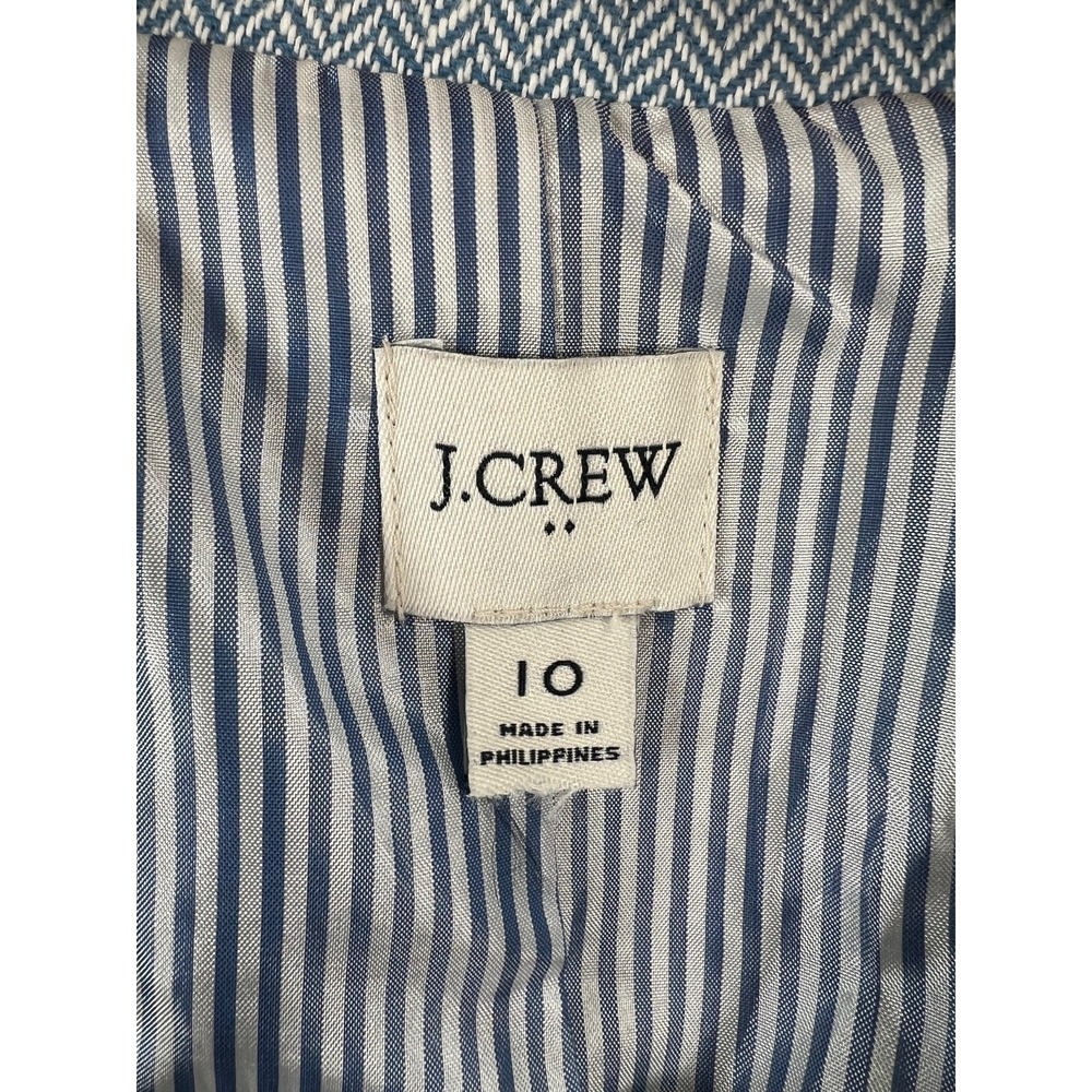 J.CREW Blazer Womens 10 Blue 1-Button Herringbone Linen Blend Career Preppy Ivy - Picture 10 of 11